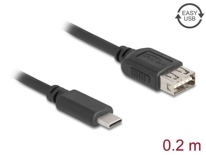 Delock 81534 Usb 2.0 Cable Usb Type-C™ Male To Easy Usb Type-A Female 0.2 M