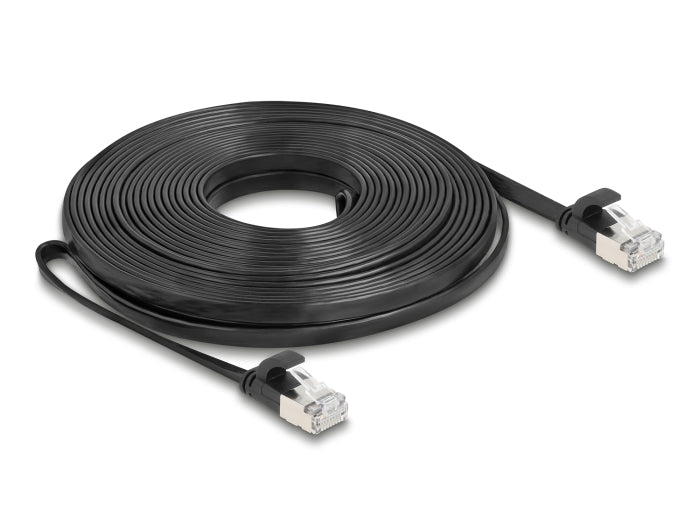 Delock 81169 Rj45 Flat Patch Cable Plug To Plug Cat.6A U/Ftp 10 M Black