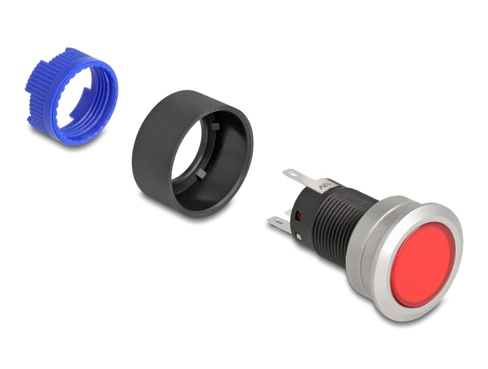 Delock 22047 Push Button Protruding For Installation 22 Mm 5 X Solder Connection