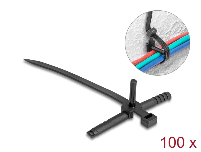Delock 18914 Cable Tie With Dowel L 150 X W 7.0 Mm Black 100 Pieces