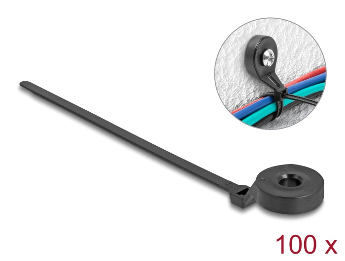 Delock 18915 Cable Tie With Fastening Eyelet L 180 X W 6 Mm Black 100 Pieces