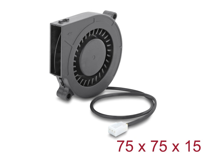 Delock 67493 Radial Fan / Blower Fan 12V Dc 75 X 75 X 15Mm, 3 Pin Fan Connector
