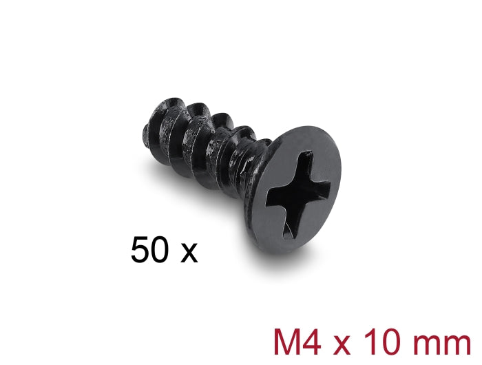 Delock 60988 Fan Screw M4 X 10 Mm 50 Pcs Black