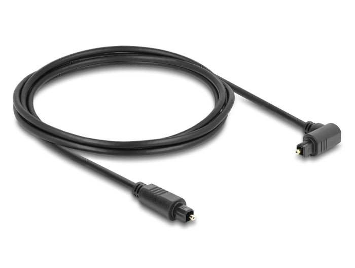 Delock 90930 Toslink Cable 90° Angled Male To Straight Male, Ø 4 Mm, 2 M, Black