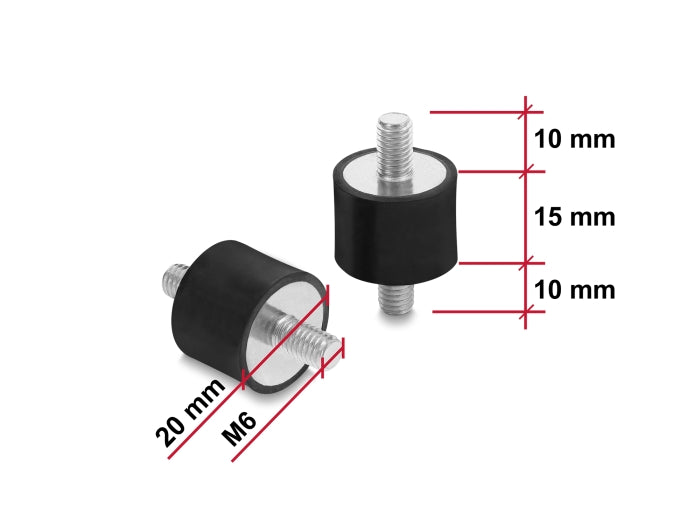 Delock 60814 Vibration Damper M6 X 1 Mm D 20 X H 15 Mm, 4 Pieces Black