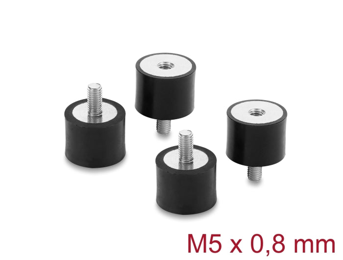 Delock 60819 Vibration Damper M5 X 0.8 Mm D 20 X H 15 Mm, 4 Pieces Black