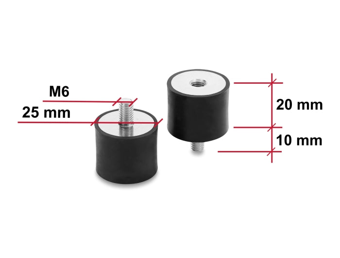 Delock 60820 Vibration Damper M6 X 1 Mm D 25 X H 20 Mm, 4 Pieces Black