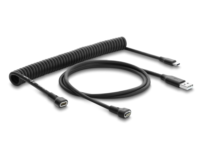 Delock 90992 Magnetic Coiled Cable Usb 2.0 Type-A Male To Pogo 4 Pin Male
