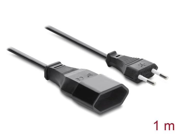 Delock 81626 Euro Plug Extension Cee7/16 Male To Female, 2 X 0.75 Mm², 1M