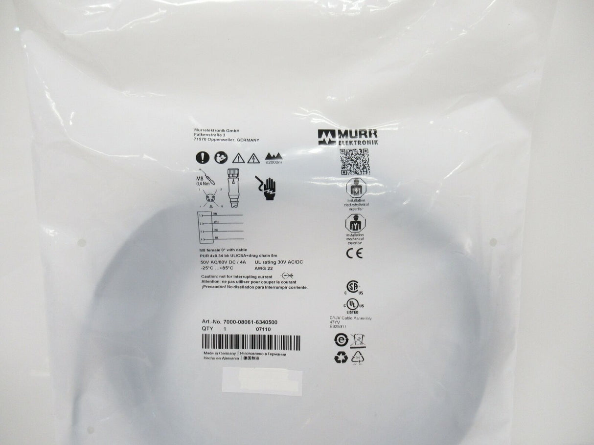 Murrelektronik 7000-08061-6340500 M8 Female 0° With Cable