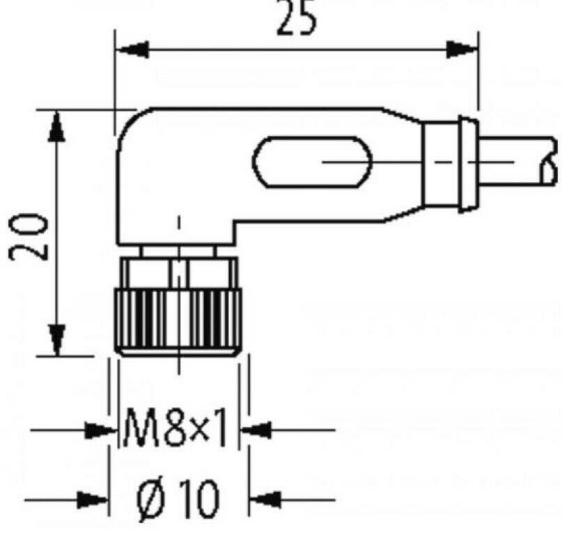 MurrElektronik 7000-08081-6330500 M8 Female Connector 90° Cable 22AWG