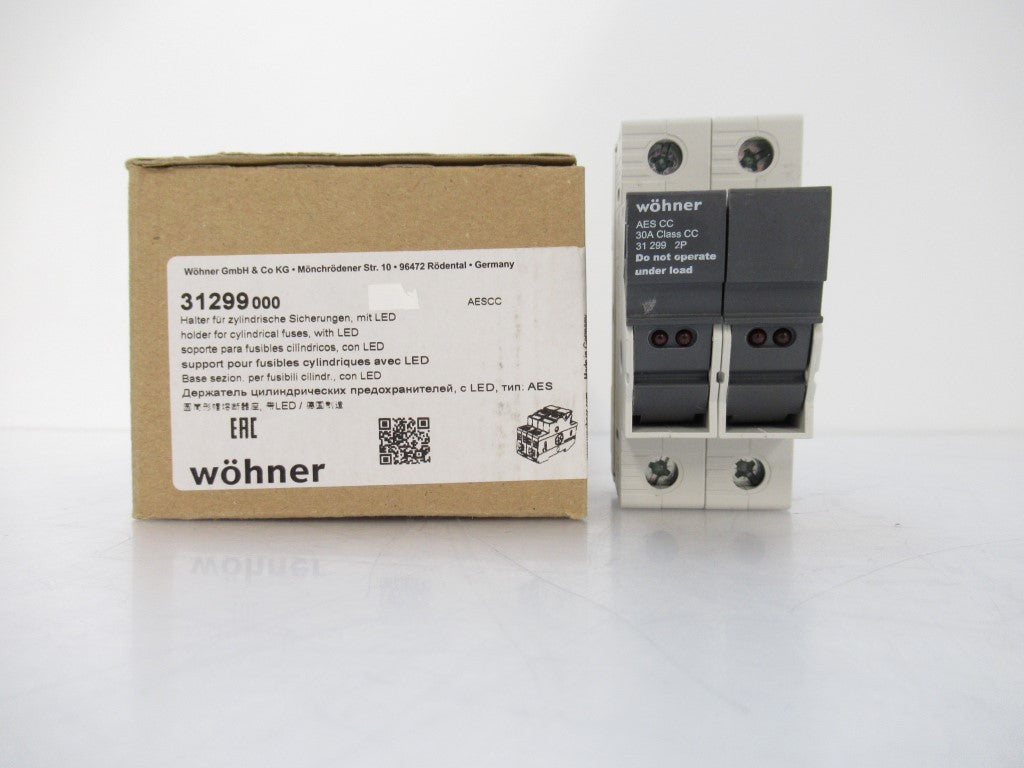 Wohner 31299 31299000 Holder For Cylindrical Fuse With Led Class CC 2 Pole 30 A