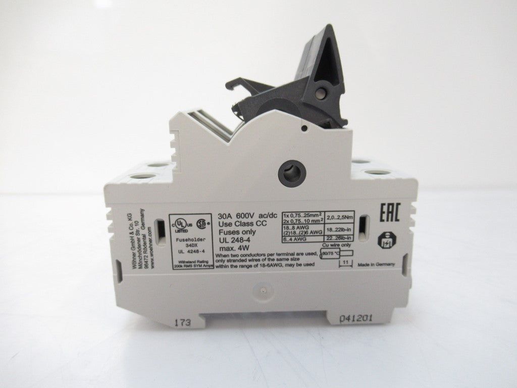 Wohner 31299 31299000 Holder For Cylindrical Fuse With Led Class CC 2 Pole 30 A
