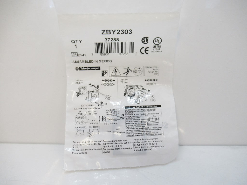 Schneider Electric ZBY2303 Nameplate Start Squared Black Background