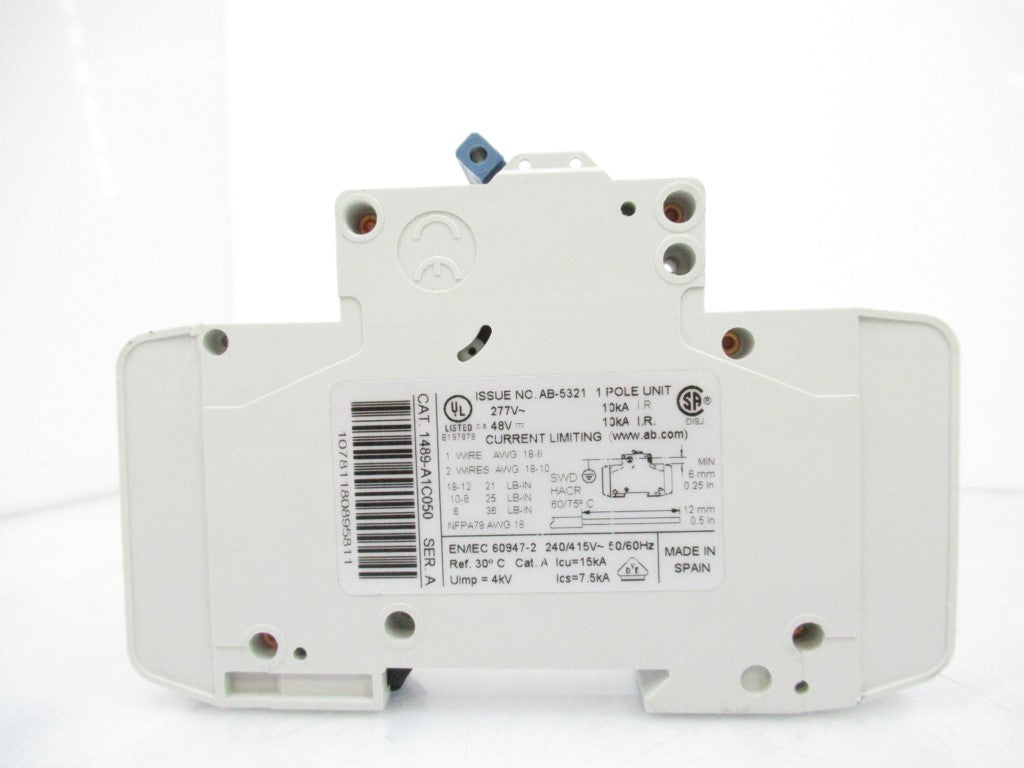 Allen Bradley 1489-A1C050 Miniature Circuit Breaker, 1 Pole