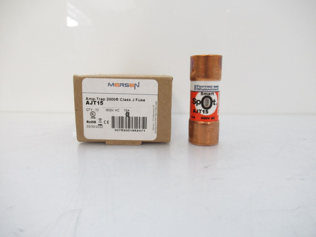 Mersen AJT15 Fuse Amp-Trap 600V 15A Time-Delay Class J, Pack Of 10