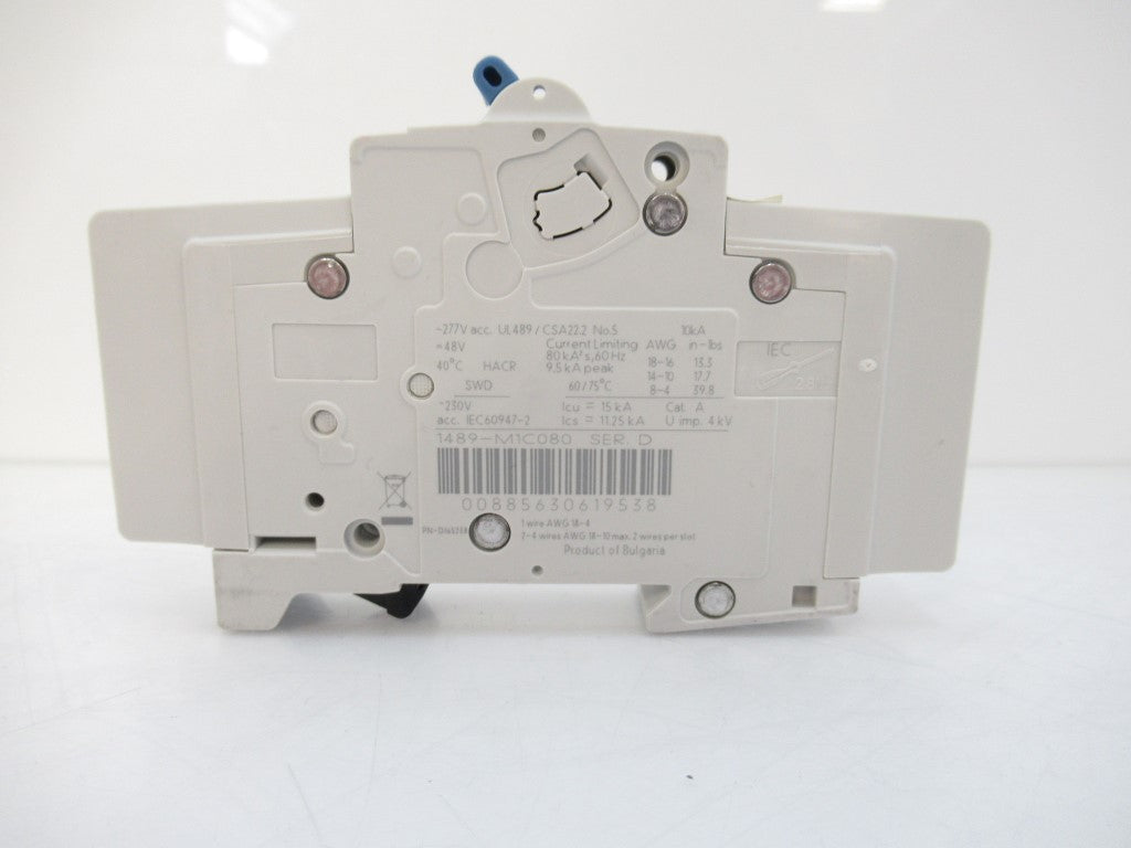1489-M1C080 1489M1C080 Allen Bradley Circuit Breaker Series D, 8 Amps, 1-Pole