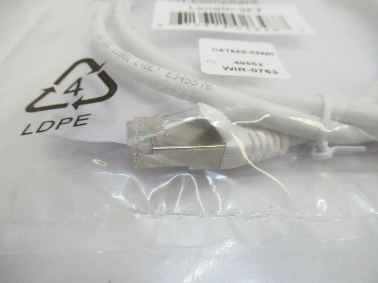 Molded Patch Cable White CAT6AS-03WH, RJ45, CAT6A, SFTP, 10GB, 3 FT