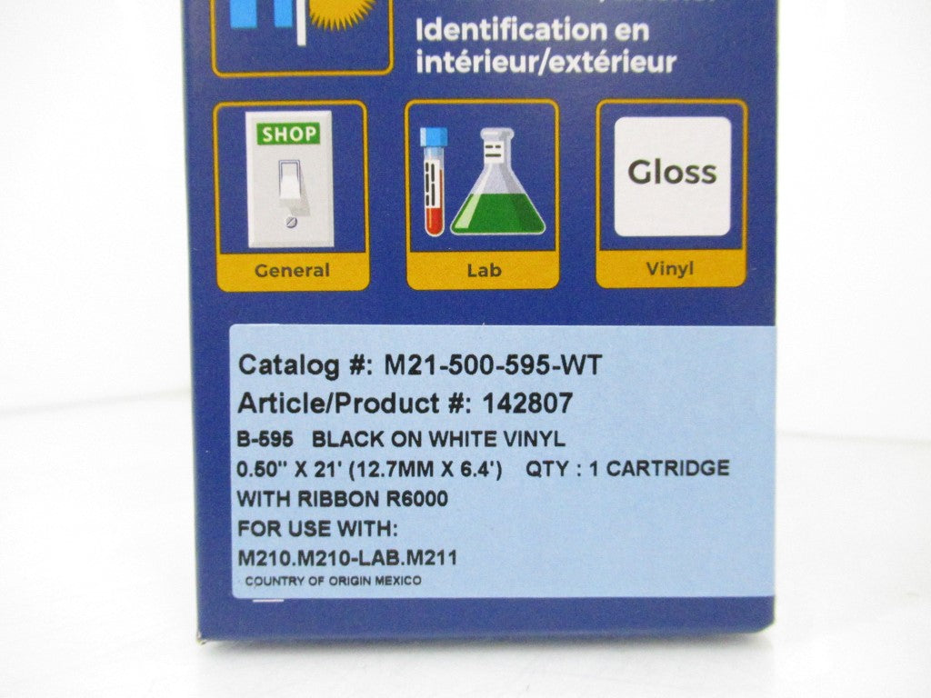 Brady M21-500-595-WT Label Cartridge For BMP21 1/2in