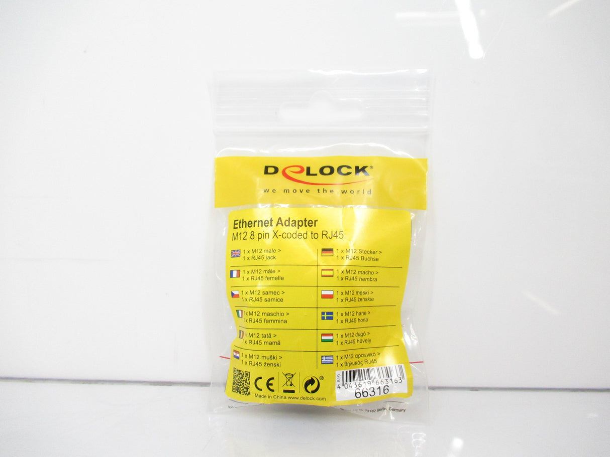 Delock 66316 Network Adapter M12 8 Pin X-Coded Female To Rj45 Jack