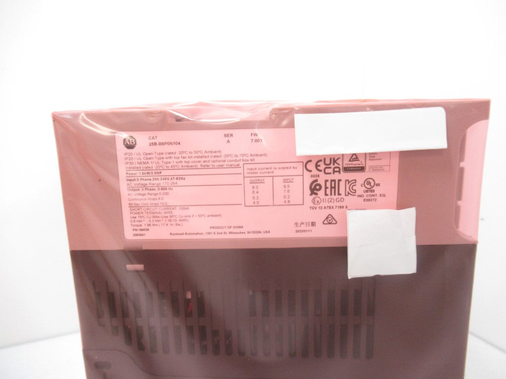 Allen Bradley 25B-B8P0N104 PowerFlex 525 AC Drive 240V/8A/2HP, Surplus