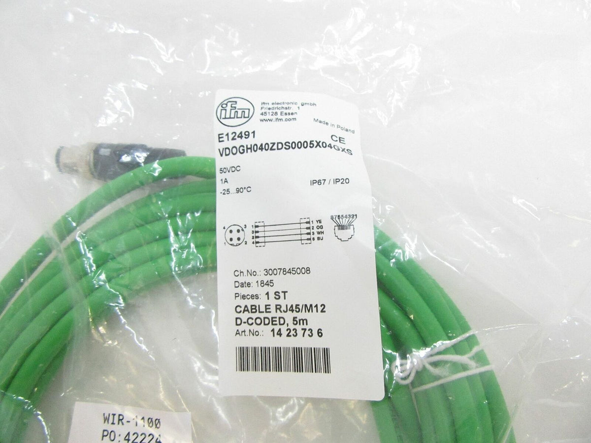 Ifm E12491 VSTGN040ZDS0005L04STGP040--S Ethernet Connection Cable