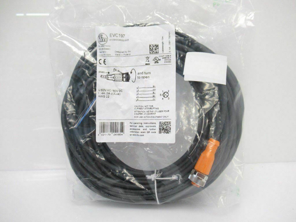 Ifm Electronic EVC197 ADOGH050MSS0015H05 Connecting Cable With Female Plug M12