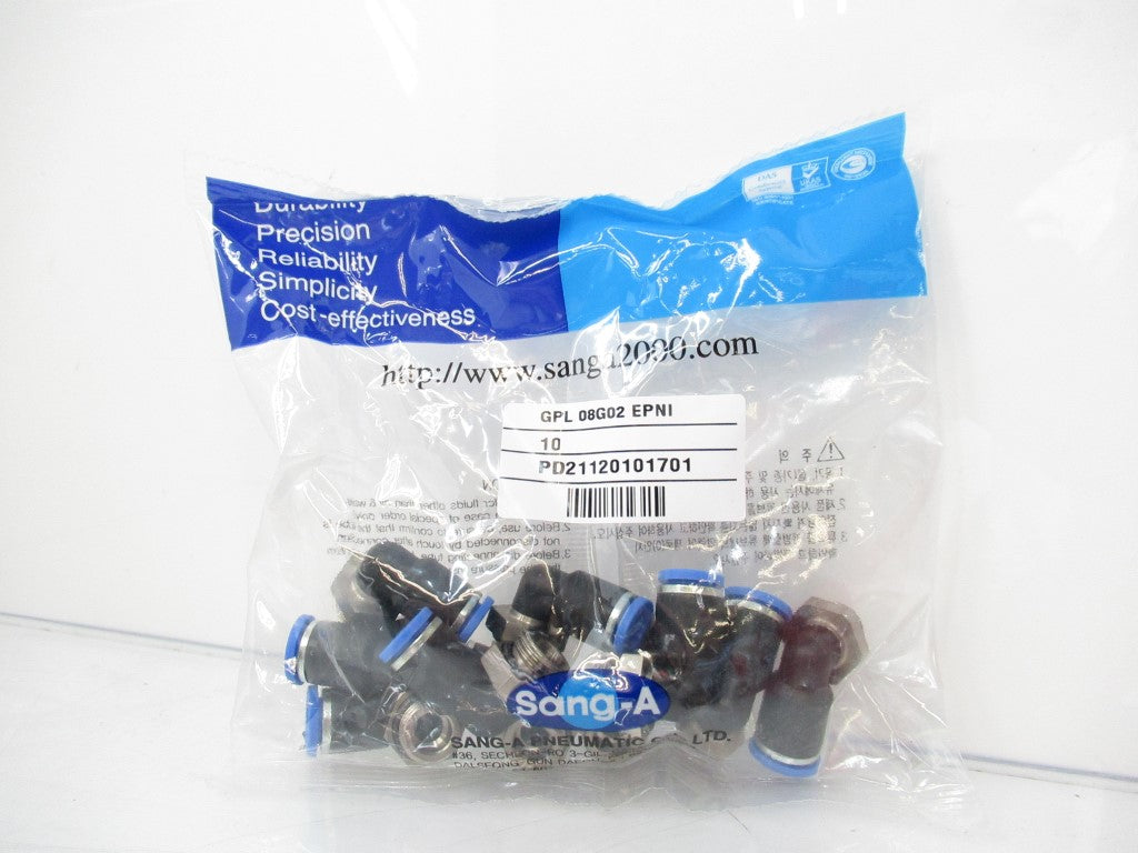 Sang-A GPL 08G02 Elbow Fitting 8mm X G1/4, Lot Of 10