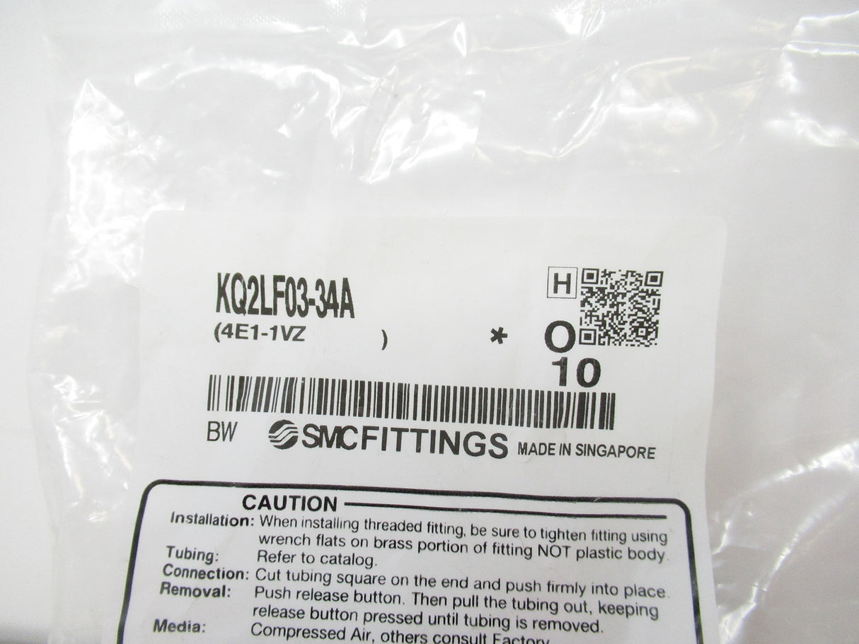 Smc KQ2LF03-34A 5/32" Female Elbow Fitting, Npt 1/8", Lot Of 10