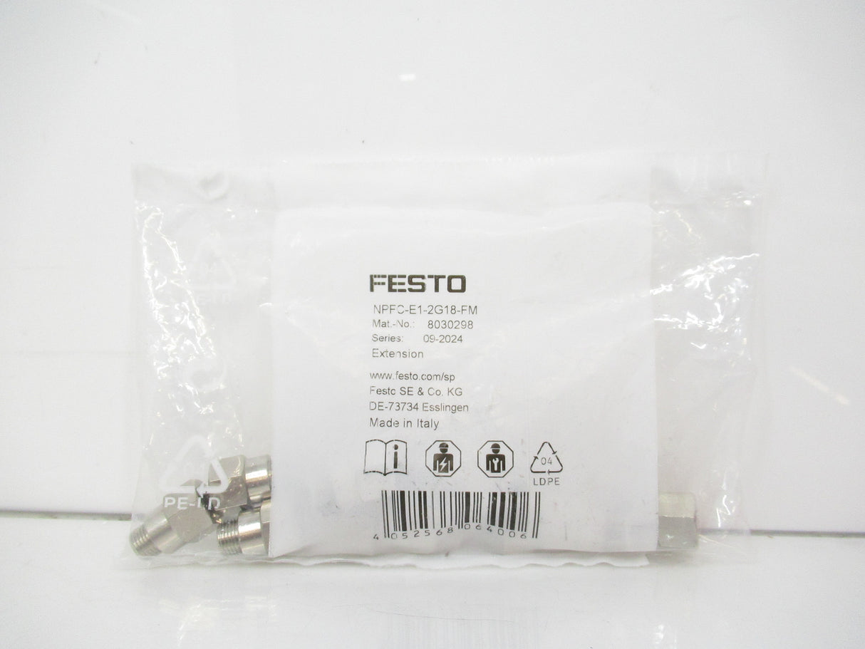 Festo NPFC-E1-2G18-FM 8030298 Brass/Nickel-Plated Extension, Lot Of 10