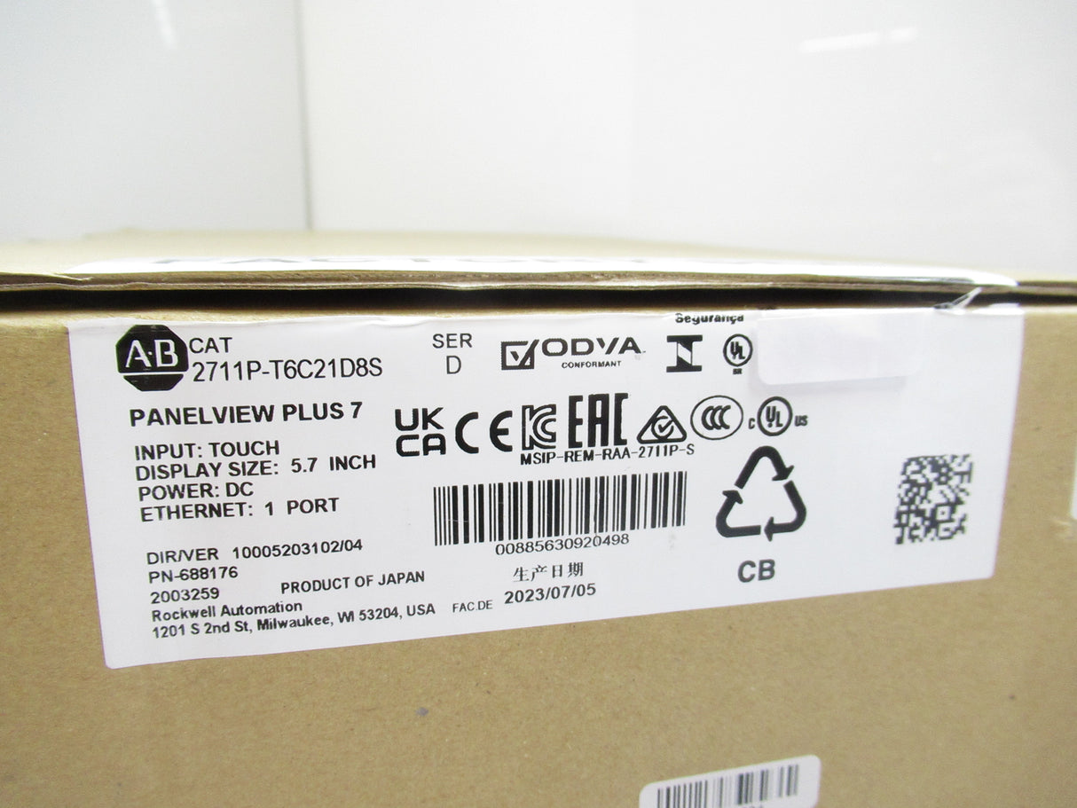 Allen Bradley 2711P-T6C21D8S Panelview Plus 7 Touch Screen, 5.7" Display