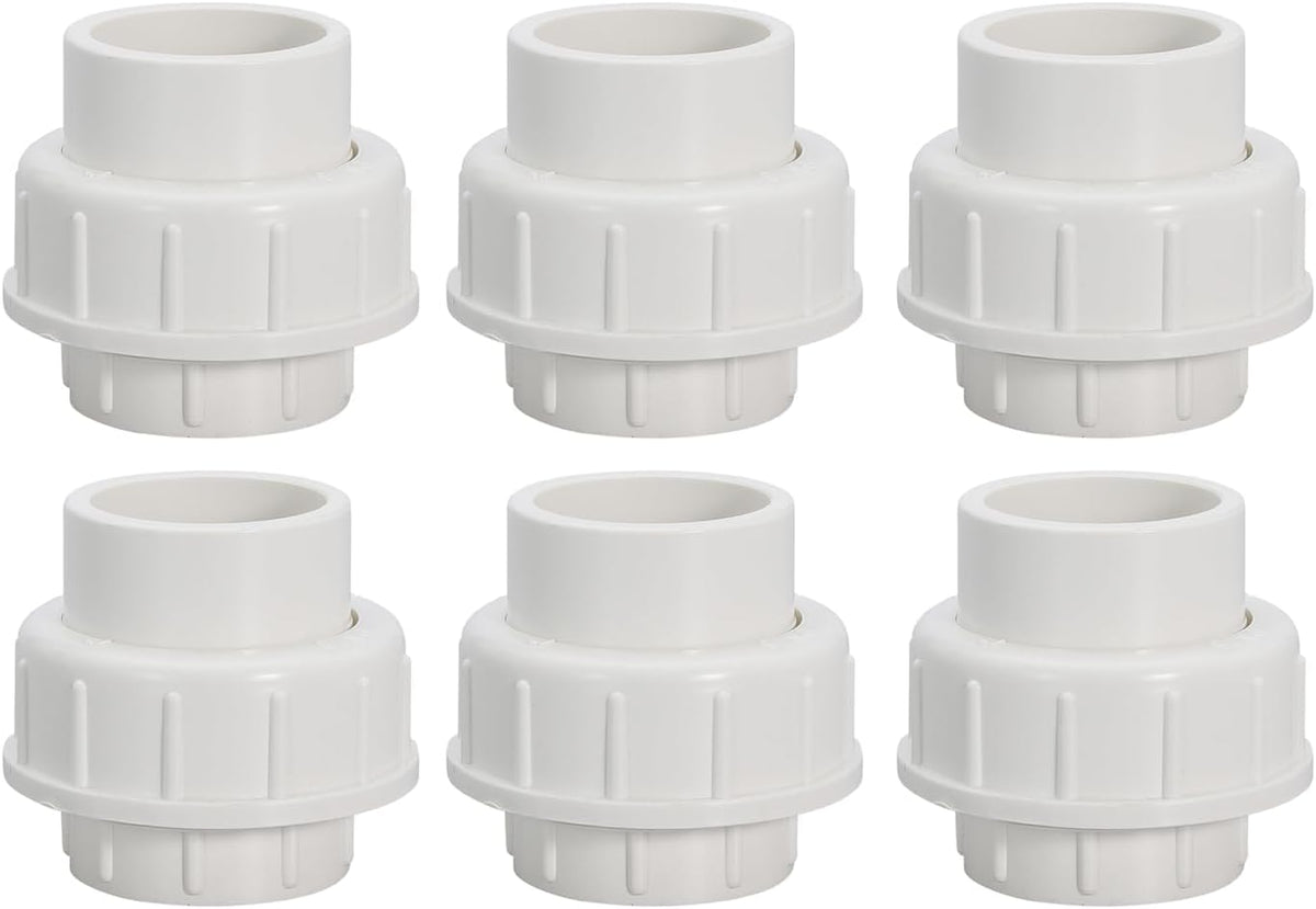 Kmecis 1" Pvc Union Coupling Pipe Fitting Pvc Adapter, Lot Of 6