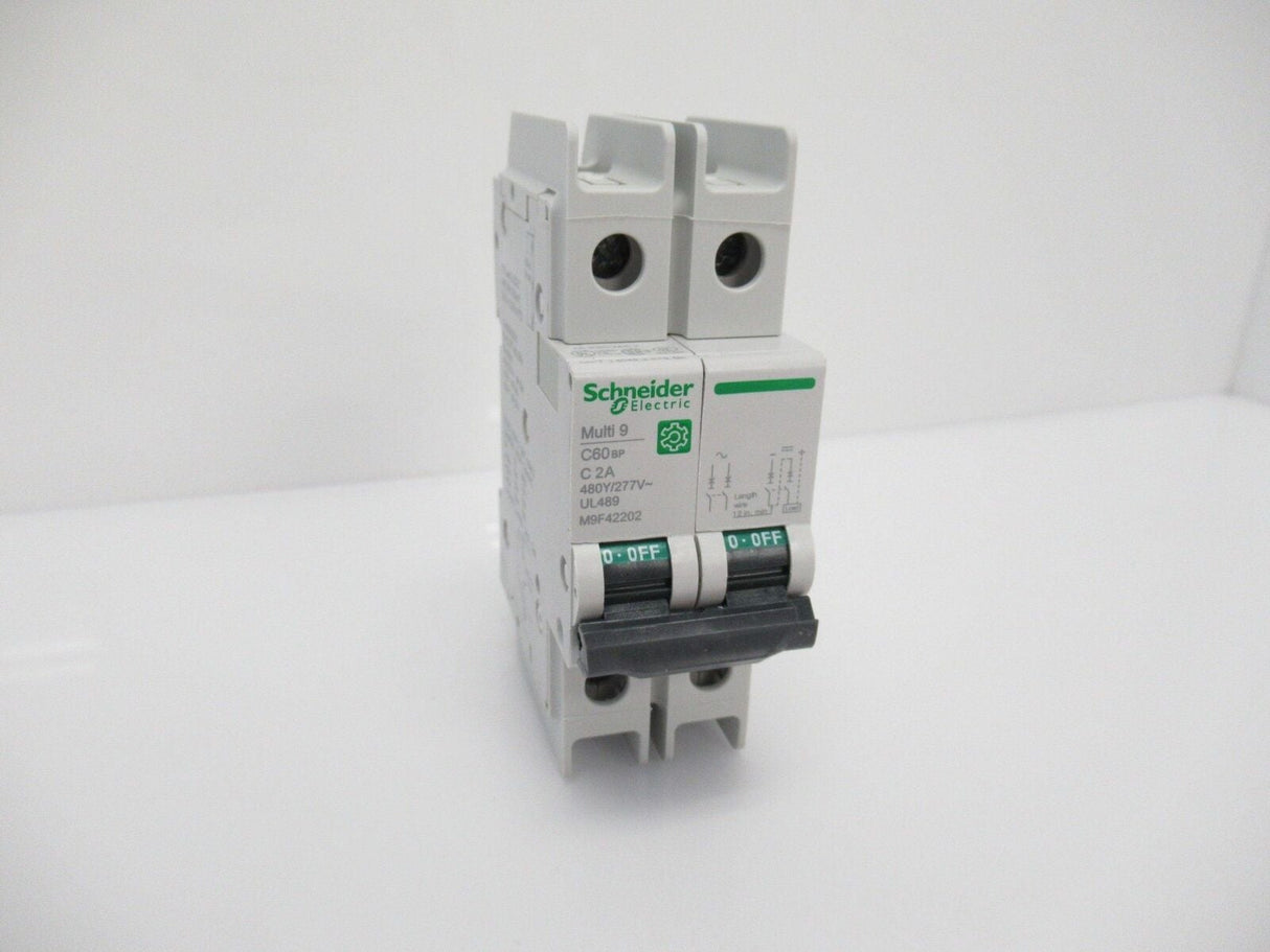 Schneider M9F42202 Miniature Circuit Breaker, 2A, 2-Pole
