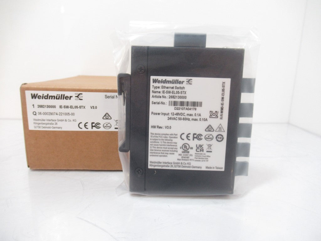 Weidmuller IE-SW-EL05-5TX Network Switch, Unmanaged, Fast Ethernet, 5 Ports