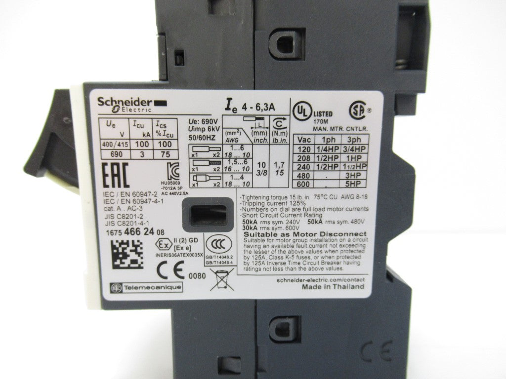 Schneider Electric GV2ME10 TeSys Motor Circuit Breaker 3 Poles