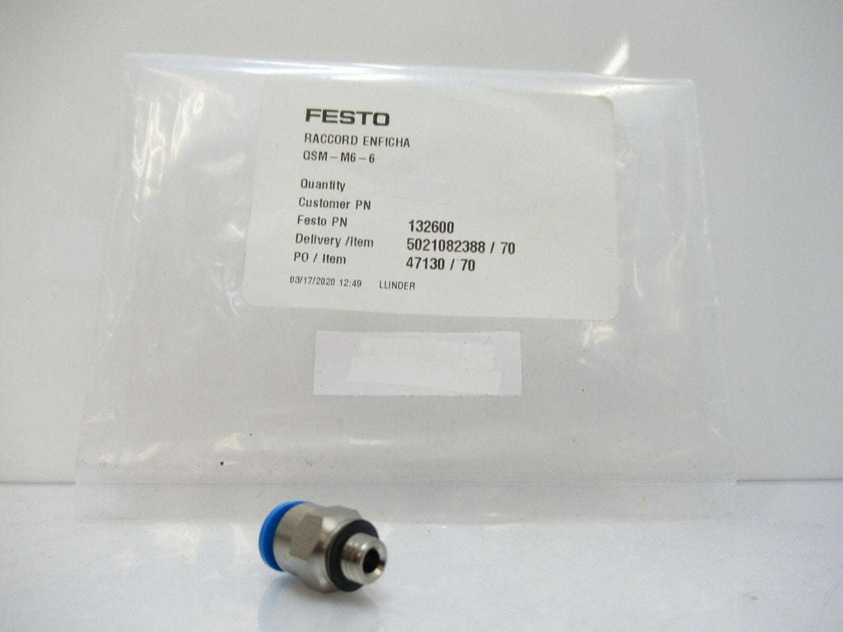 Festo QSM-M6-6 132600 Push-In-Fitting Connector M6 / 6 mm