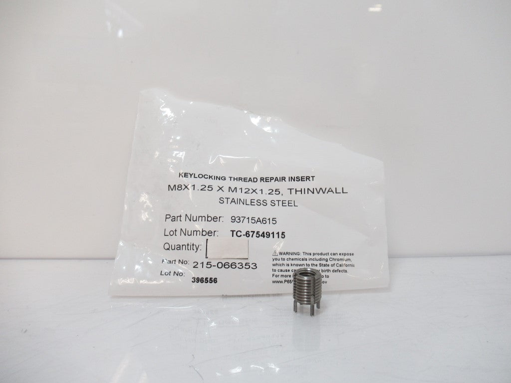 Key-Locking Thread Insert M8 x 1.25 X M12 x 1.25