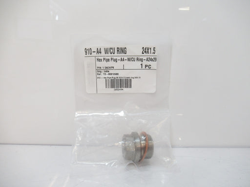 3600N18 A4-70 Low-Pressure 316 SS Threaded Plug M24 x 1.50 mm Thread Size