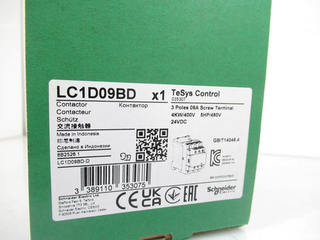 Schneider Electric LC1D09BD TeSys D Contactor 3 Poles 9 A / 24V DC