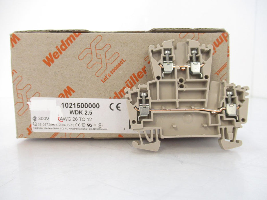 Weidmuller 1021500000 WDK2.5 DIN Rail Mount Terminal Block, Sold By Unit