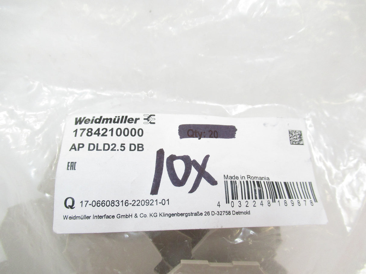 Weidmuller AP DLD2.5 DB 1784210000 End Plate W Serie Modular Terminal Pack of 10