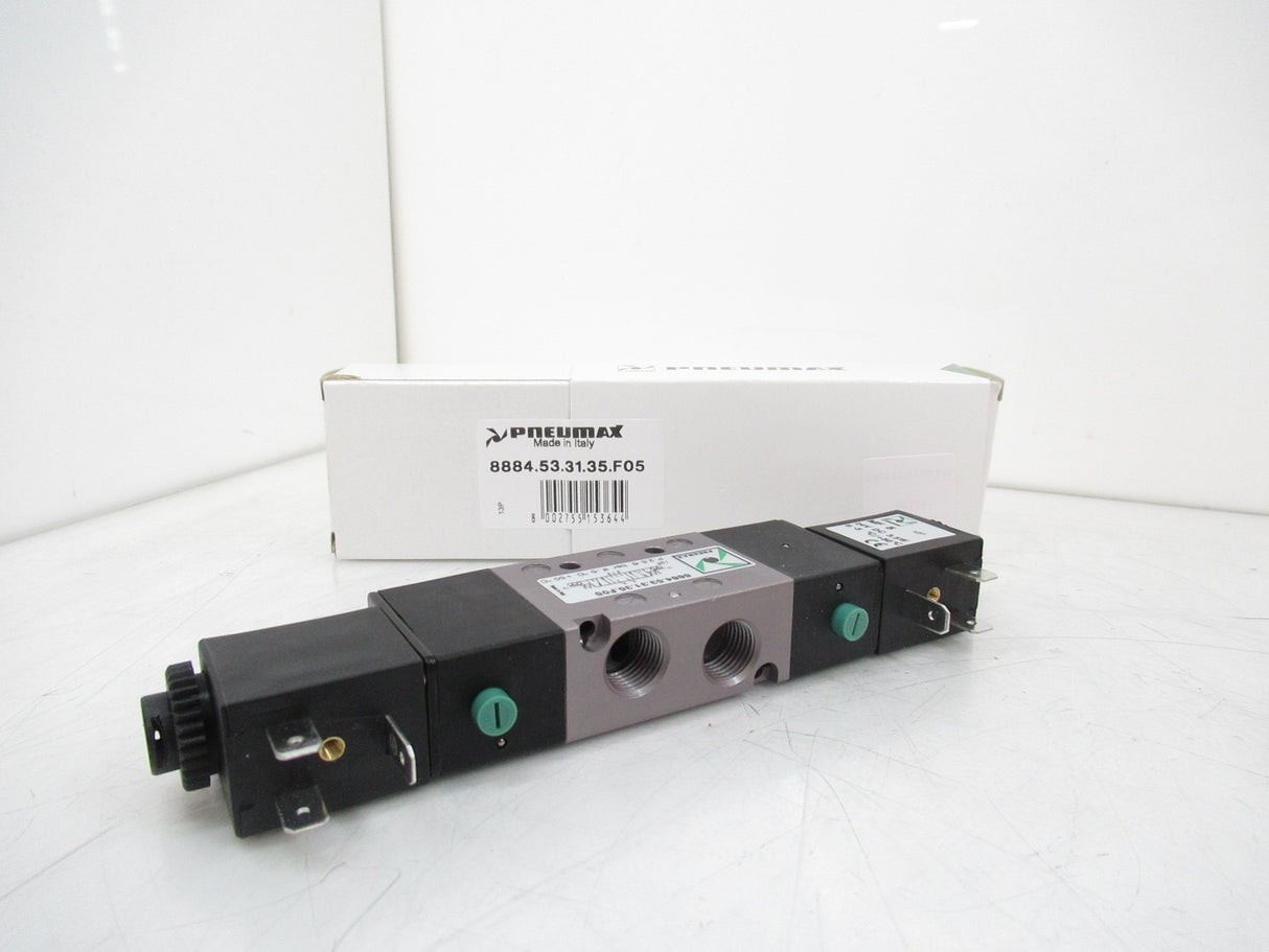 Pneumax 8884.53.31.35.F05 Electrovalve 1/4" 5/3, Eco22 Close Center, 24V