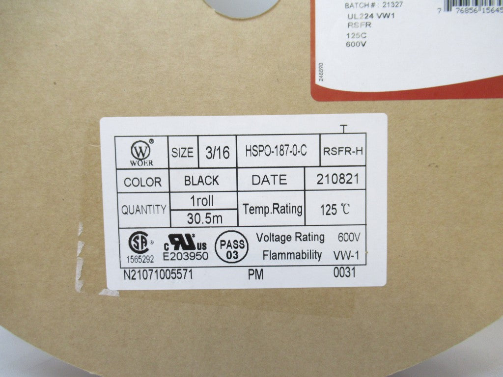 Techspan HSPO-187-0-C Heat Shrink Tubing 3/16", 100FT Long