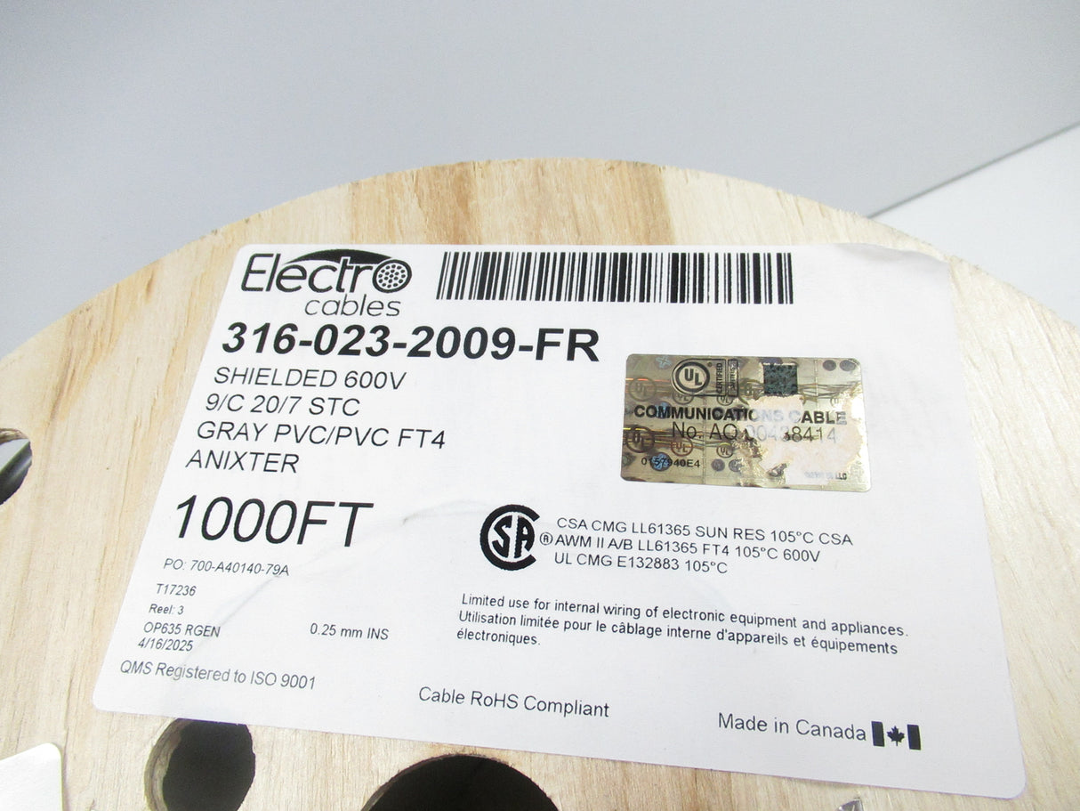 Electro Cables 316-023-2009-FR 4 Conductors Tinned Copper 20AWG