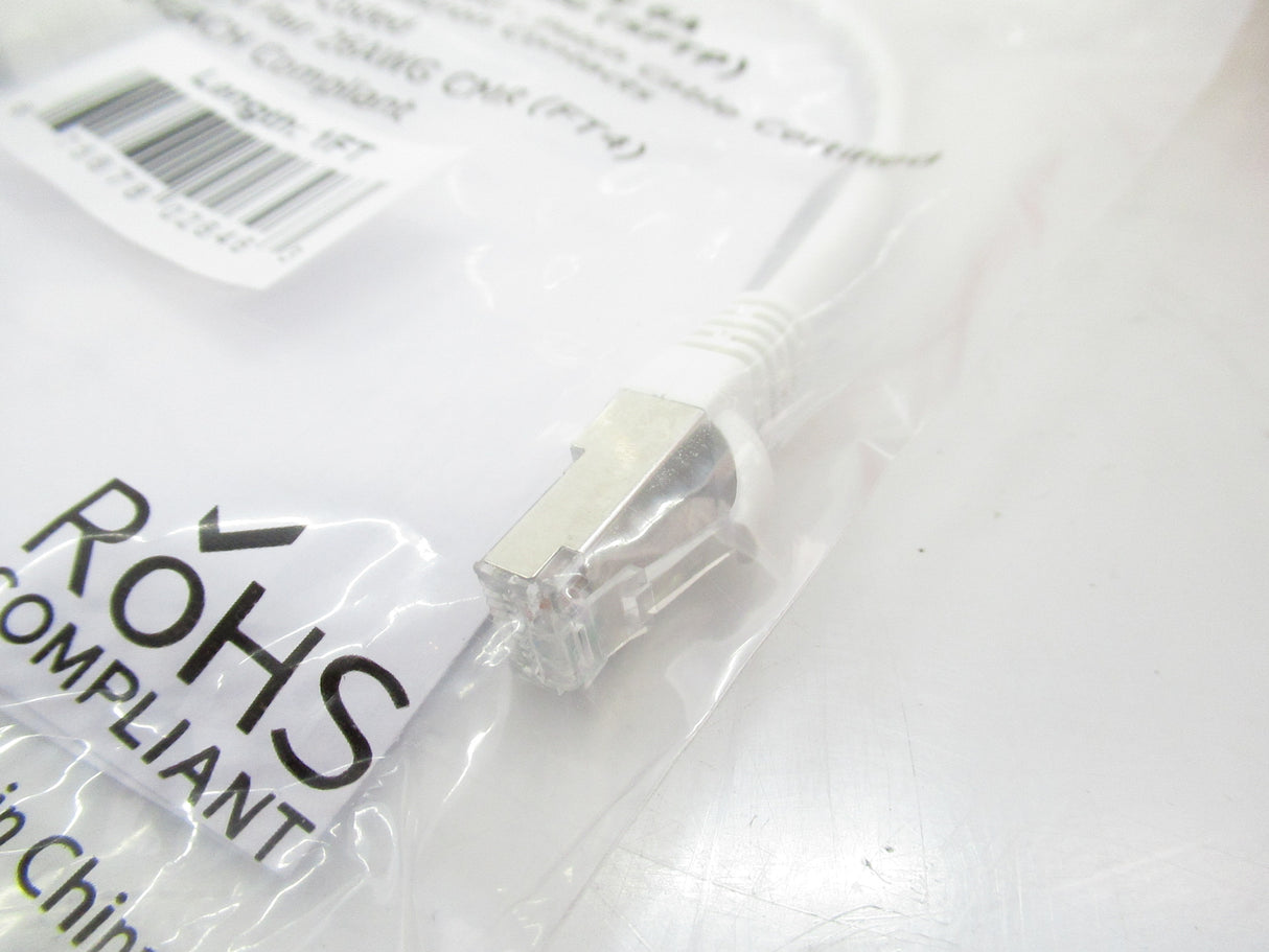 CAT6AS-01WH CAT6A SSTP 10GB Shielded Ethernet Molded Patch Cable, 1FT