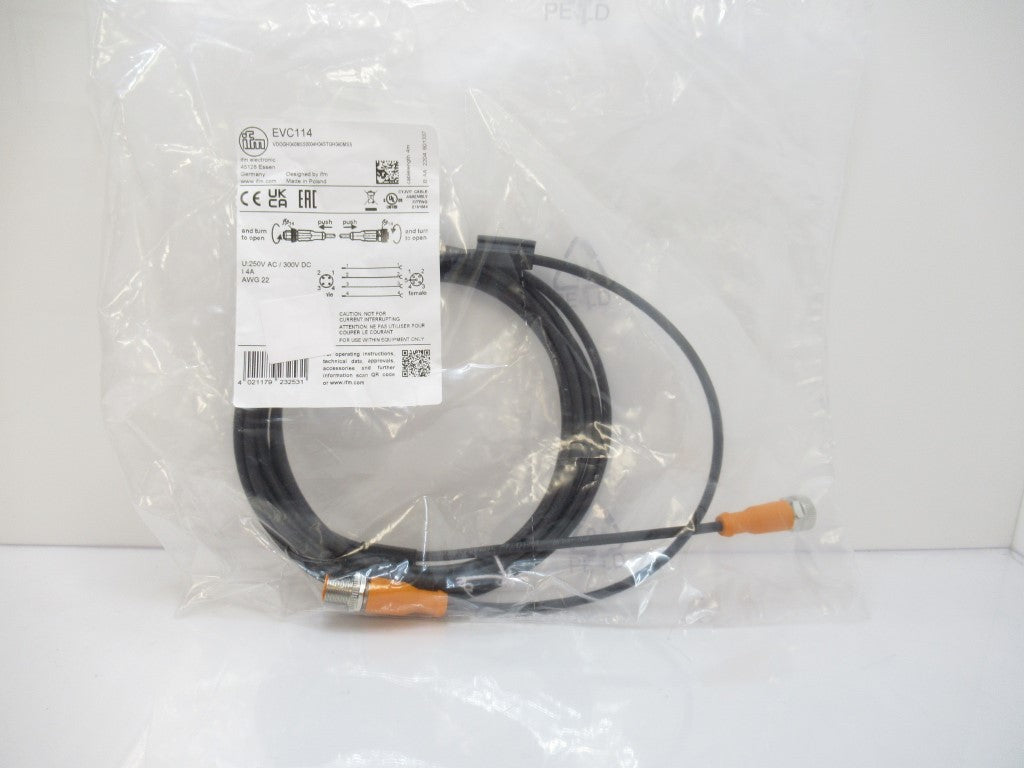 Ifm Electronic EVC114 VDOGH040MSS0004H04STGH040MS Connection Cable AWG 22