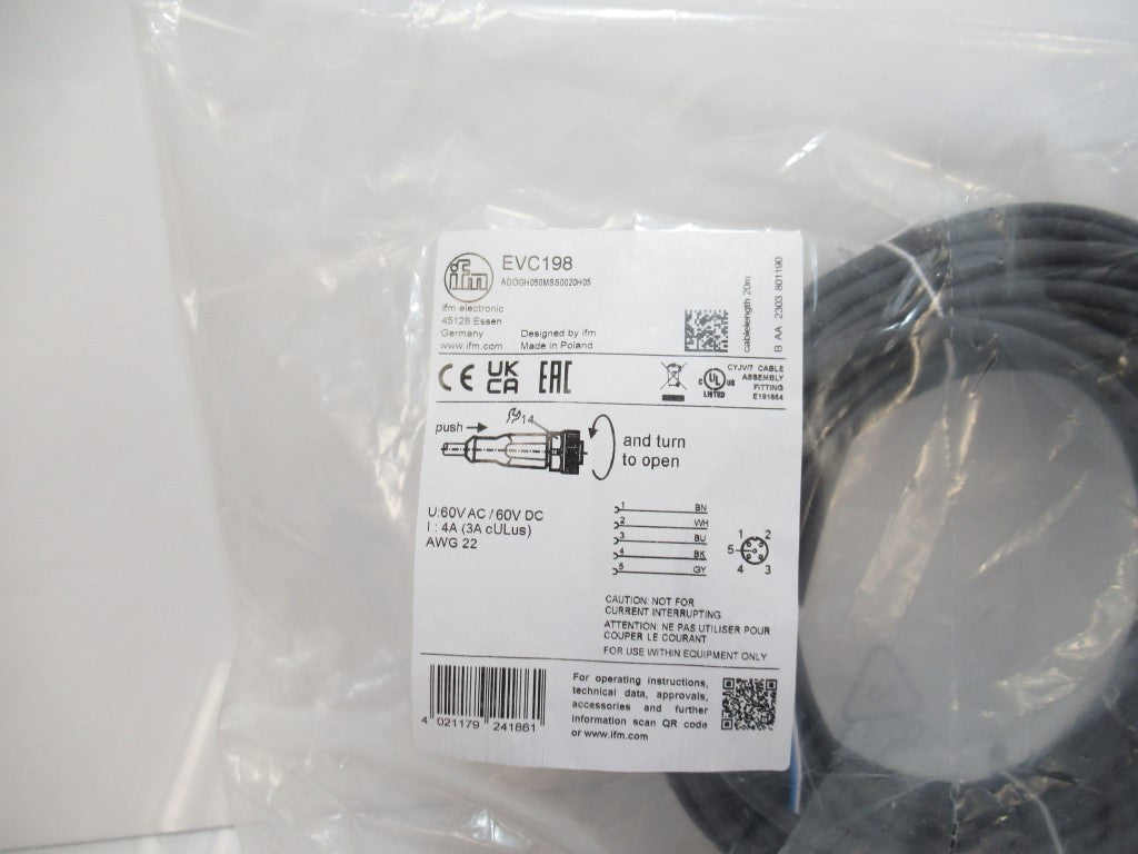 Ifm Electronic EVC198 ADOGH050MSS0020H05 Connecting Cable With Socket