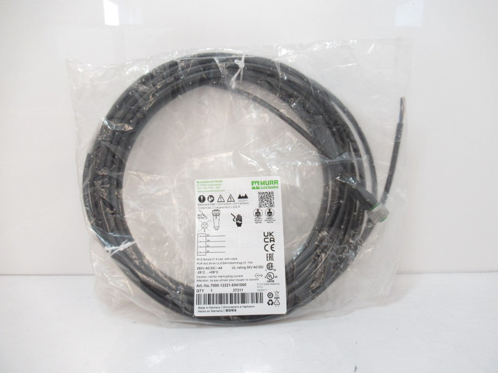 Murrelektronik 7000-12221-6541000 Cordset Cables, PUR, M12 Female 10m