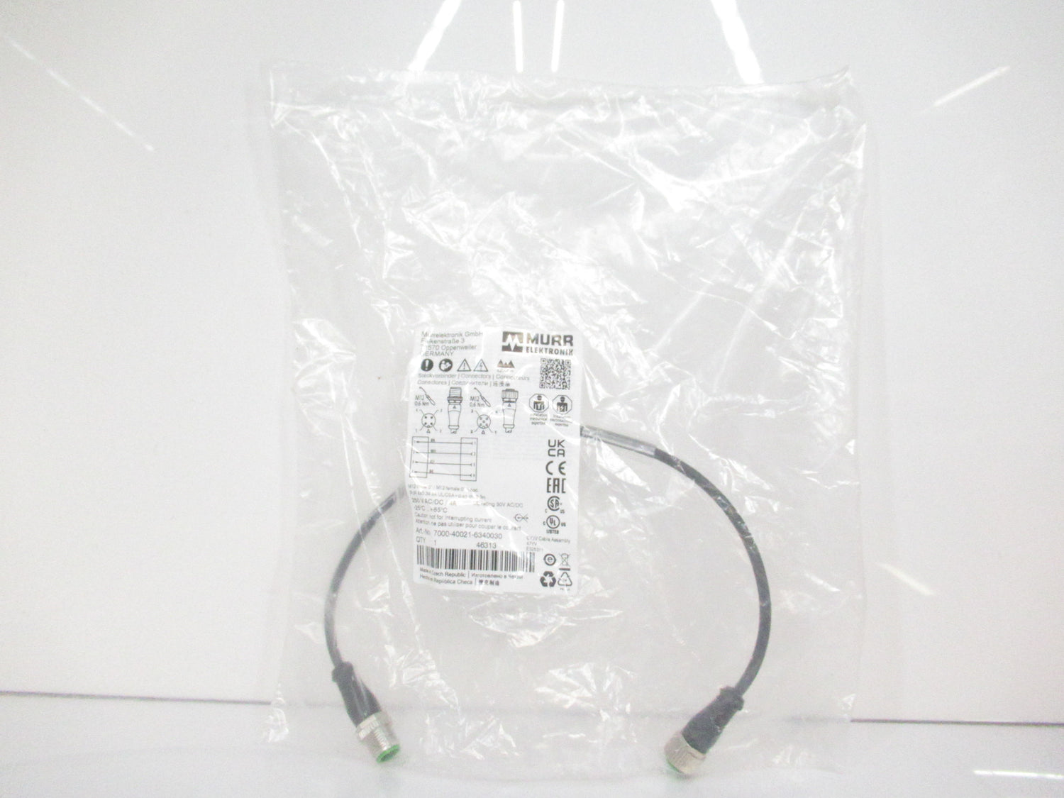 MurrElektronik 7000-40021-6340030 M12 Male 0˚/M12 Female 0˚ A-Cod.