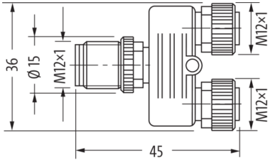 MurrElektronik 7000-41121-0000000 T-Coupler M12 Male/2x M12 Female A-Cod.